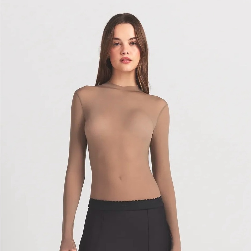 NWT SKIMS Long Sleeve Brown Bodysuit